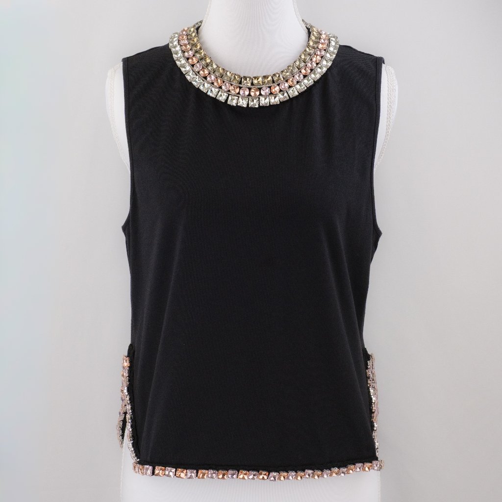 Cinq A Sept Petula Jewel Embellished Sleeveless Top, Black/Multi, Size S (Small)